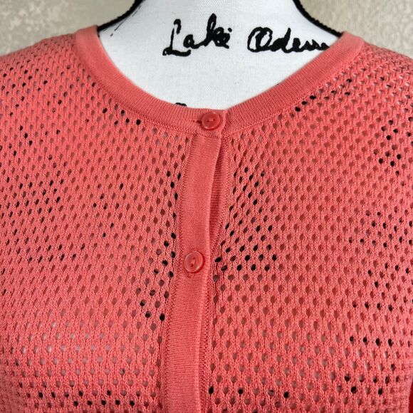 Croft & Barrow Coral Cardigan Sweater Fishnet Sweater size M coastal chic - Picture 12 of 15